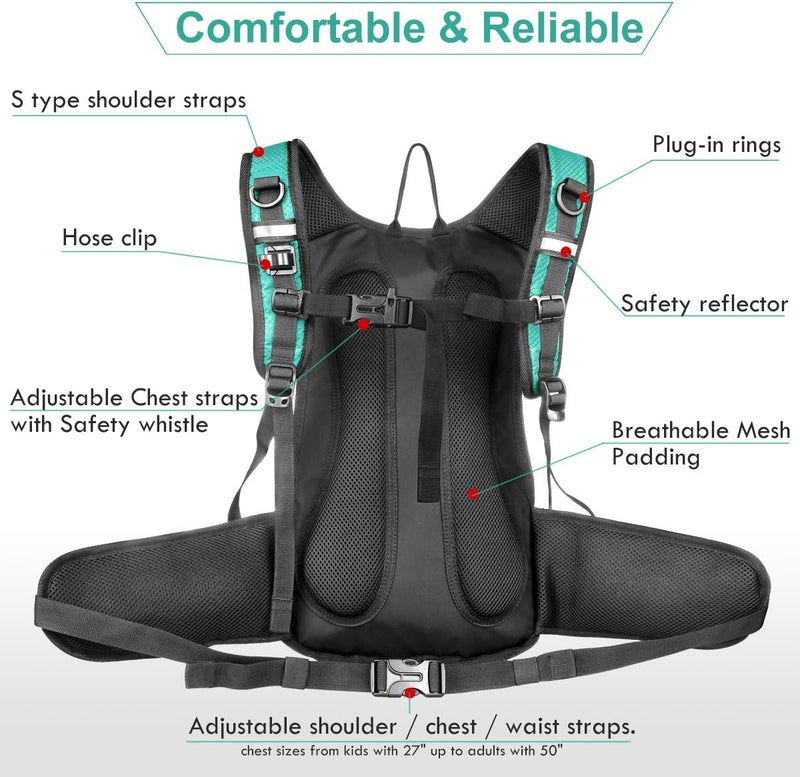 Mothybot Insulated Hydration Backpack Pack with 3L BPA Free Leak Proof Water Bladder, Large Storage Lightweight Hiking Daypack with Waist Pouches & Cooler Layer, for Running, Biking, Camping, Festival - Image 5